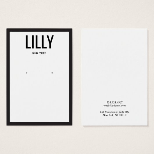 Carte d'affichage moderne à bordure noire blanche (Devant & derrière)