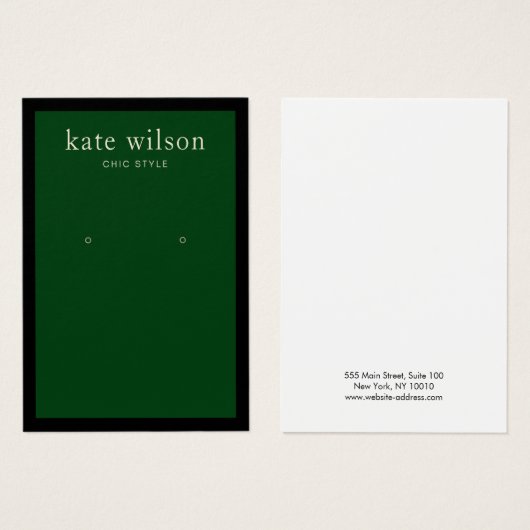 Carte d'affichage moderne à bordure noire verte (Devant & derrière)
