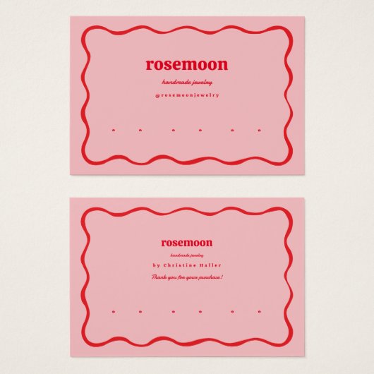 Carte d'affichage moderne à oreille rose rouge gig (Devant & derrière)