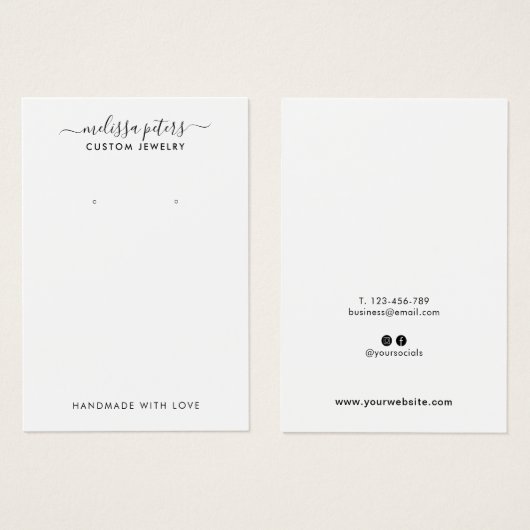 Carte d'affichage moderne de bijoux de script (Devant & derrière)