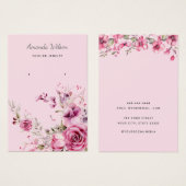 Carte d'affichage moderne Elegant rose floral (Devant & derrière)