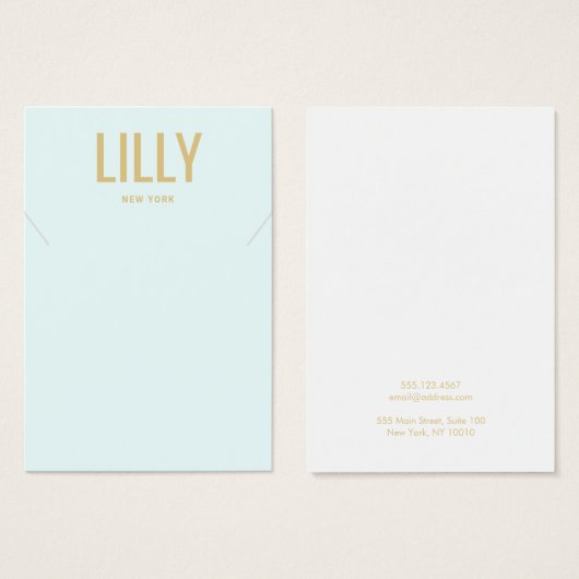 Carte d'affichage moderne en collier bleu clair (Devant & derrière)