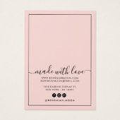 Carte d'affichage moderne en écriture rose et noir (Dos)