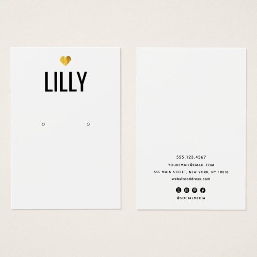 Carte d'affichage moderne Gold Heart White oreille (Devant & derrière)