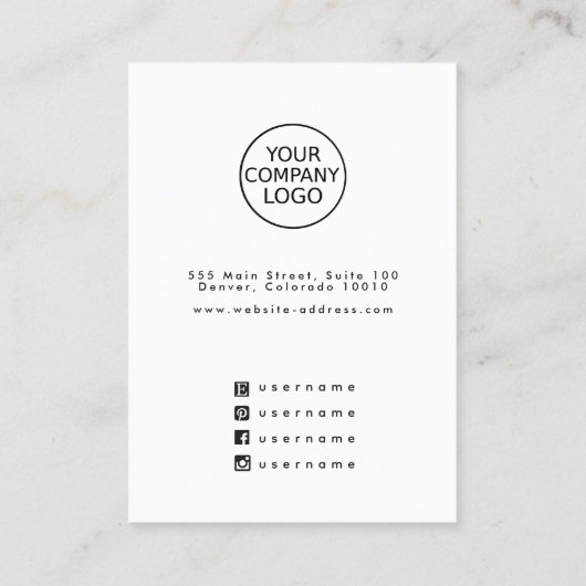 Carte d'affichage moderne minimal logo blanc (Dos)