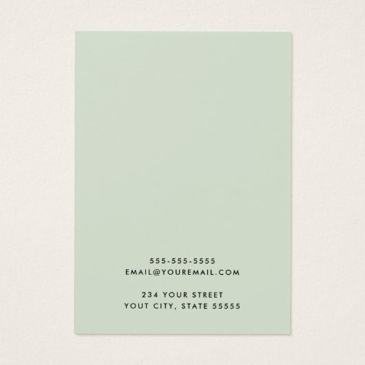 Carte d'affichage moderne vert sauge (Dos)