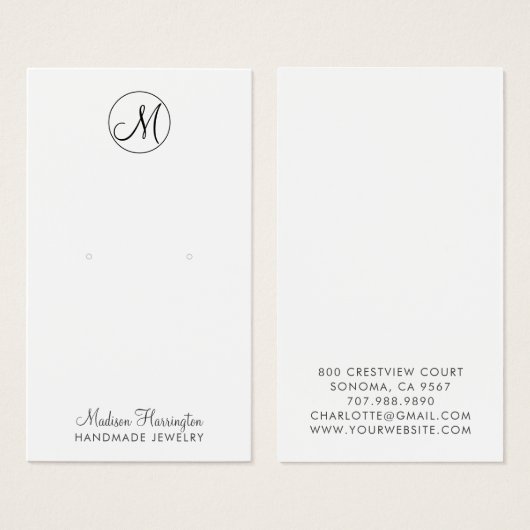 Carte d'affichage Monogramme (Devant & derrière)