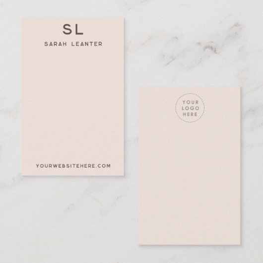 Carte d'affichage Monogramme de couleur blanche (Devant / Derrière)