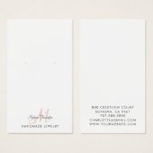 Carte d'affichage Monogramme noir rose à oreille b (Devant & derrière)