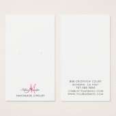 Carte d'affichage Monogramme rose chaud (Devant & derrière)