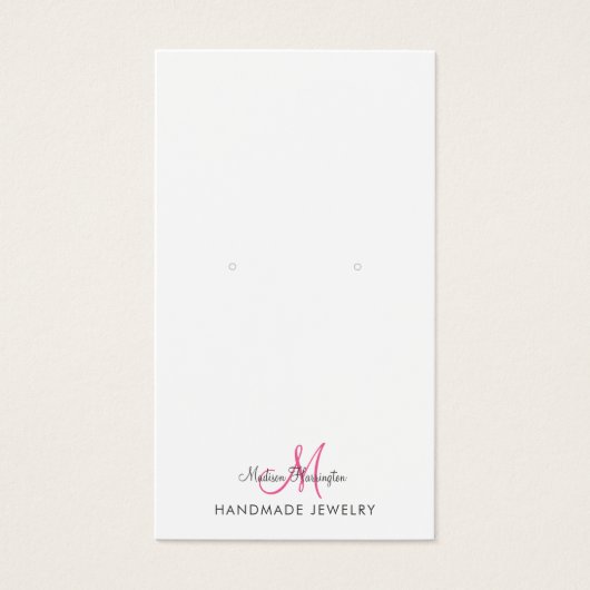 Carte d'affichage Monogramme rose chaud (Devant)