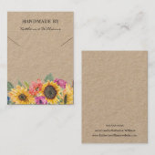 Carte d'affichage Nacklace | Floral de tournesol (Devant / Derrière)
