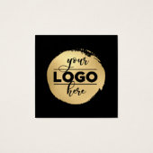 Carte d'affichage noir Carré arrière logo blanc or (Dos)