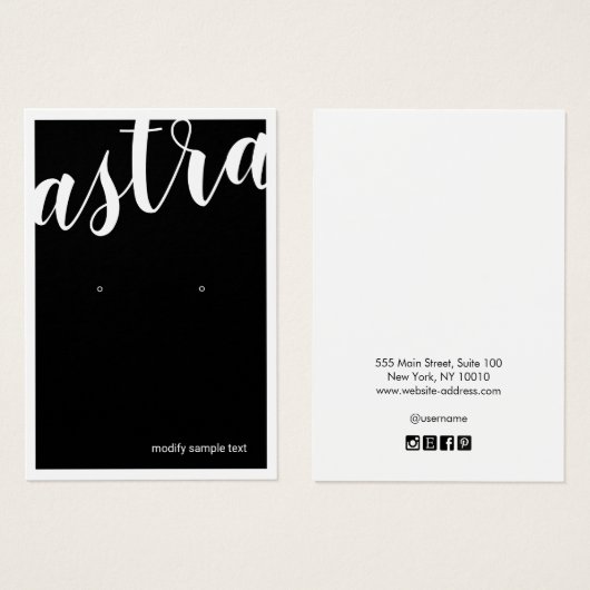 Carte d'affichage noir moderne Bold Calligraphy (Devant & derrière)