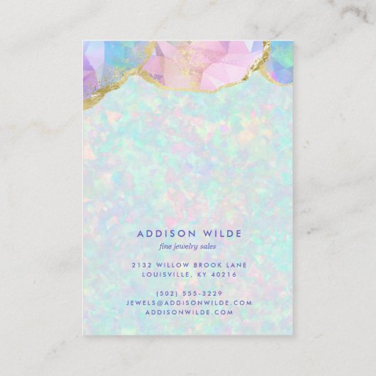 Carte d'affichage Opal Gemstone Pastel Collier d'o (Dos)