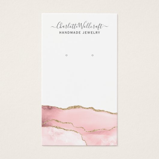 Carte d'affichage Pink Gold Agate Script (Devant)