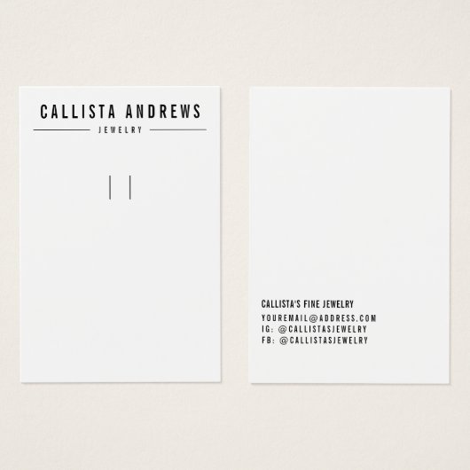 Carte d'affichage Porte - clé noir blanc simple (Devant & derrière)