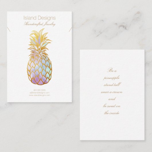 Carte d'affichage pour bijoux à ananas (Devant / Derrière)