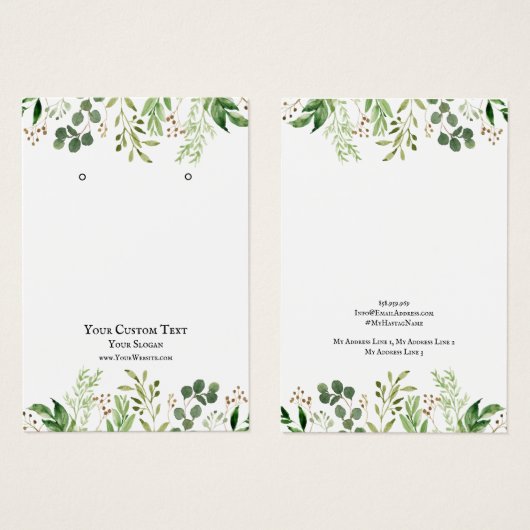 Carte d'affichage pour bijoux à oreilles, Aquarell (Devant & derrière)