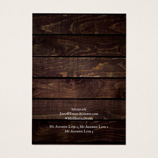 Carte d'affichage pour bijoux, bois foncé rustique (Dos)
