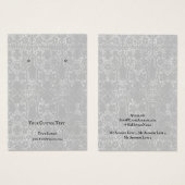 Carte d'affichage pour bijoux, Damas gris rustique (Devant & derrière)