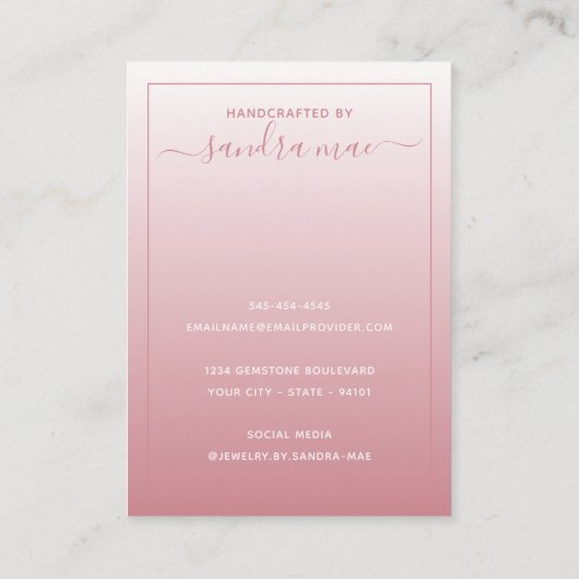 Carte d'affichage pour bijoux en noir rose pâle Du (Dos)