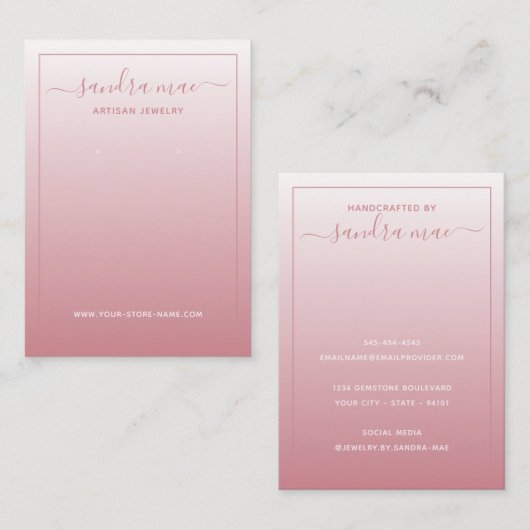 Carte d'affichage pour bijoux en noir rose pâle Du (Devant / Derrière)