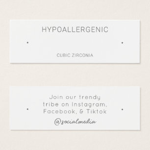 Carte d'affichage pour bijoux hypoallergéniques