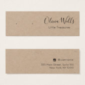 Carte d'affichage pour bijoux Kraft Script Stud (Devant & derrière)