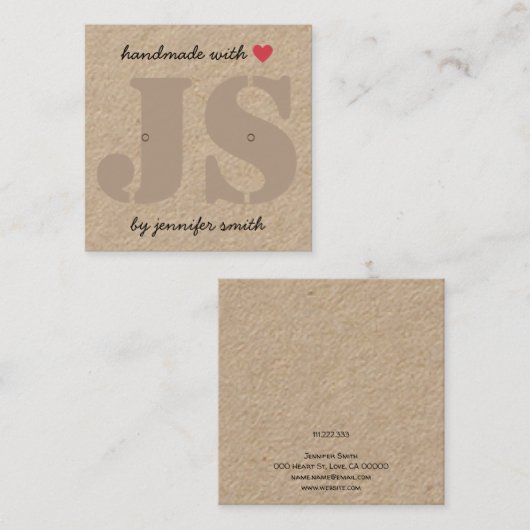 Carte d'affichage pour coeurs faite à la main (Devant / Derrière)