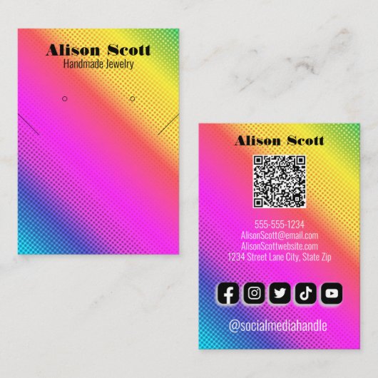 Carte d'affichage pour collier arc-en-ciel en néon (Devant / Derrière)