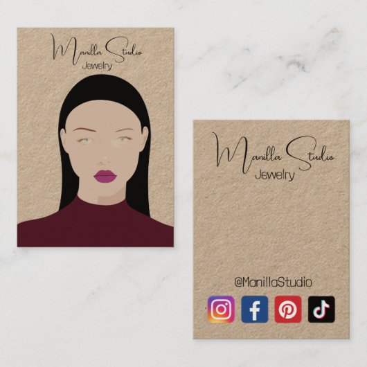 Carte d'affichage pour fille à cheveux longs d'art (Devant / Derrière)