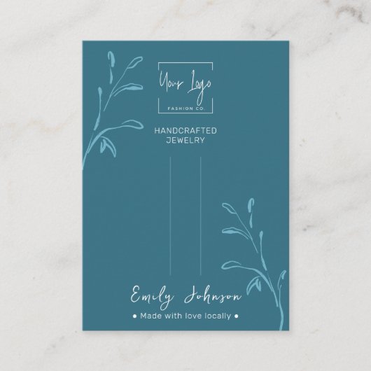 Carte d'affichage pour jupons QR à feuilles Turquo (Devant)