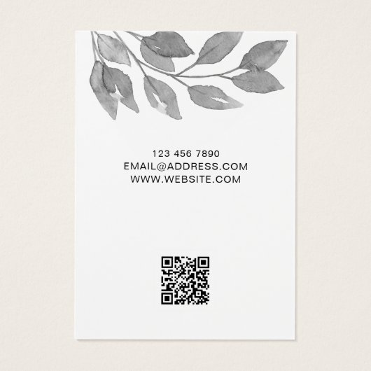 Carte d'affichage QR Code Grey Aquarelle (Dos)