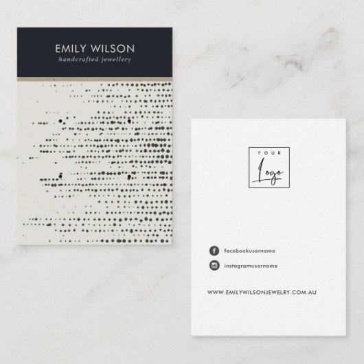 CARTE D'AFFICHAGE RETRO BLACK WHITE DOTS 2 STUD EA (Devant / Derrière)