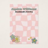 Carte d'affichage Retro Pink Checker Collier bijou (Devant)