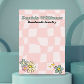 Carte d'affichage Retro Pink Checker Collier bijou