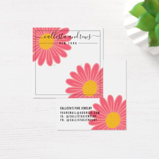 Carte d'affichage rose Fleurs Jaunes Cursive à ore (Bureau)