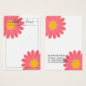 Carte d'affichage rose Fleurs Jaunes Cursive à ore (Devant & derrière)