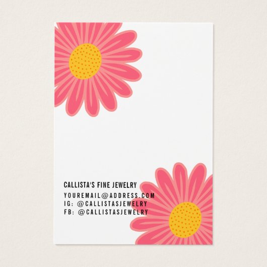 Carte d'affichage rose Fleurs Jaunes Cursive à ore (Dos)