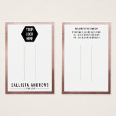 Carte d'affichage rose Gold White Border Logo (Devant & derrière)