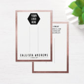 Carte d'affichage rose Gold White Border Logo (Bureau)