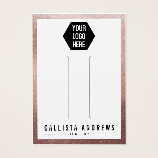 Carte d'affichage rose Gold White Border Logo (Devant)
