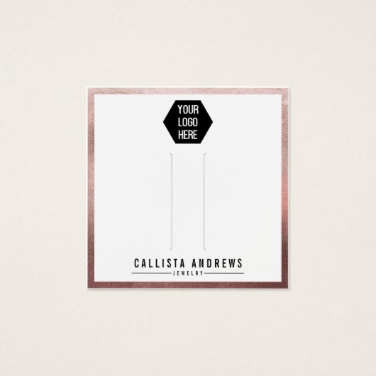 Carte d'affichage rose Gold White Border Logo (Devant)