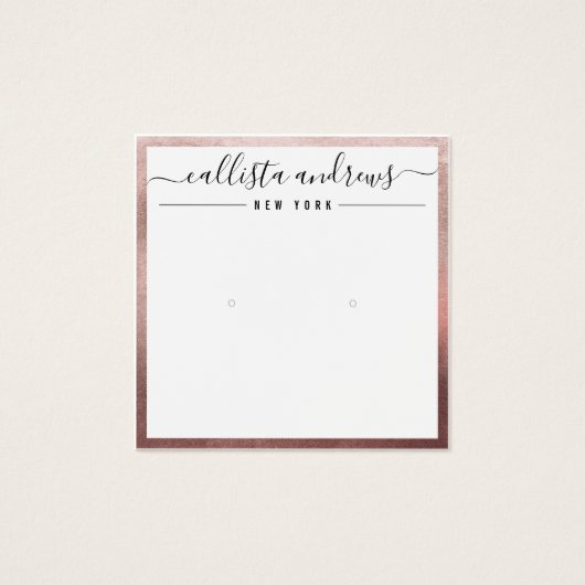Carte d'affichage rose or blanc Cursive oreille (Devant)