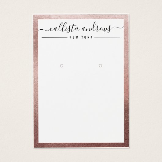 Carte d'affichage rose or blanc Cursive oreille (Devant)