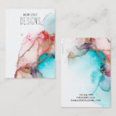 Carte d'affichage rouge Aquarelle bleu or (Devant / Derrière)