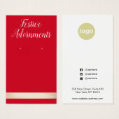 Carte d'affichage rouge et or de Noël (Devant & derrière)