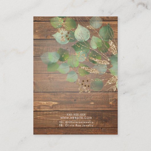 Carte d'affichage Rustic Greenery Gold Leaf (Dos)