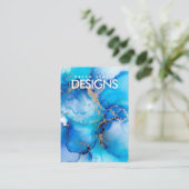 Carte d'affichage Rustique Blue Watercolor Gold (Debout devant)